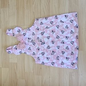 Disney Junior Minnie  Mouse Pink Denim Overall Dress Size 6